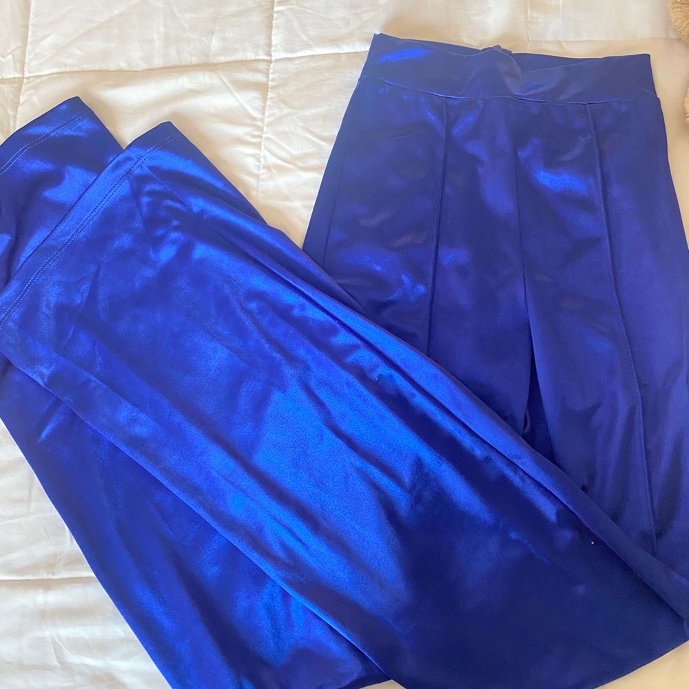 Fashion Nova silk blue high waisted pants